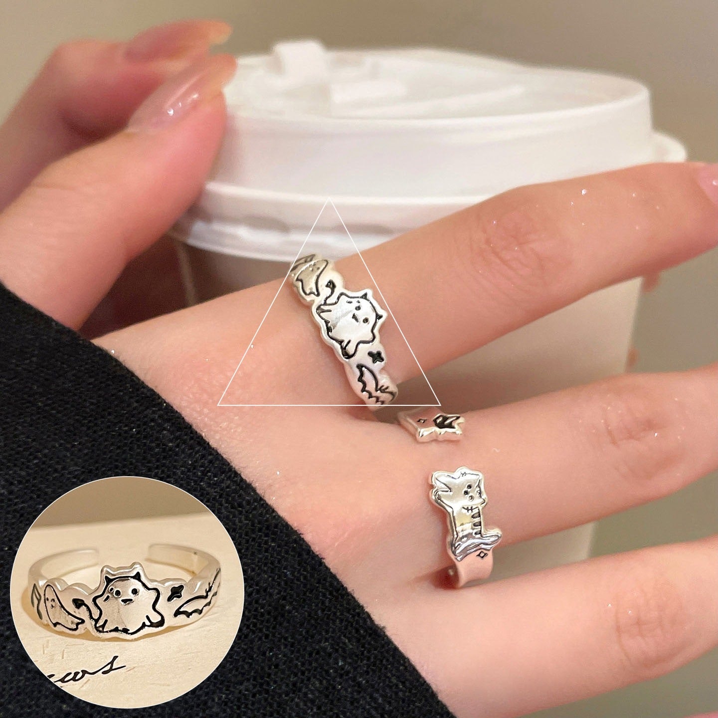 Roman Numeral Female Retro Fashion Chain Open Hip Hop Ring