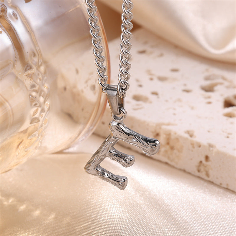 Textured Letters Design Sense Elegant Simple Necklaces