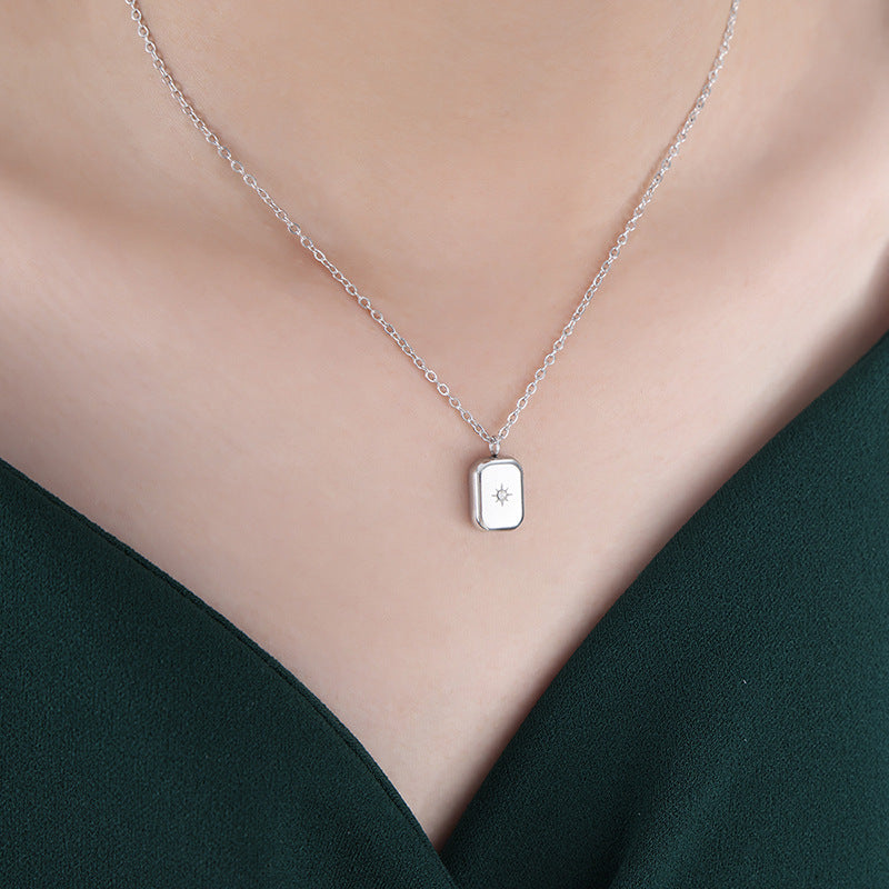 Geometric Square Inlaid Zircon Clavicle Chain Plated Necklaces