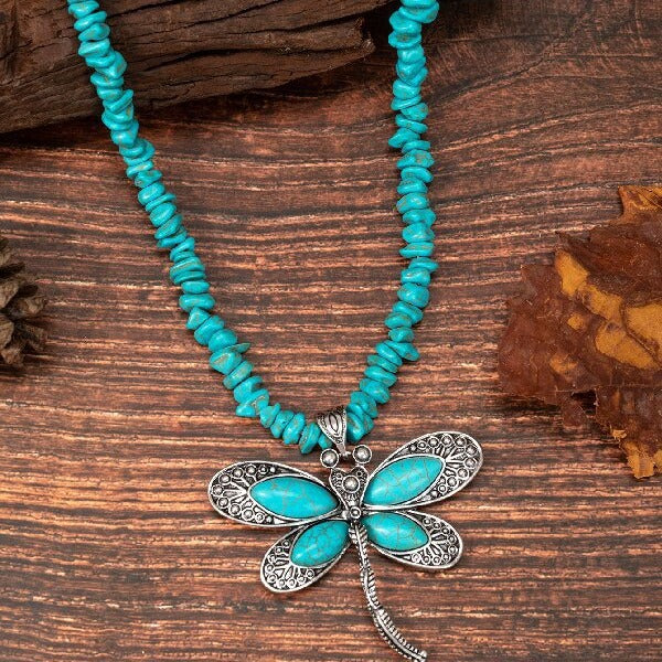 Western Style Turquoise Dragonfly Personality Vintage Pendants