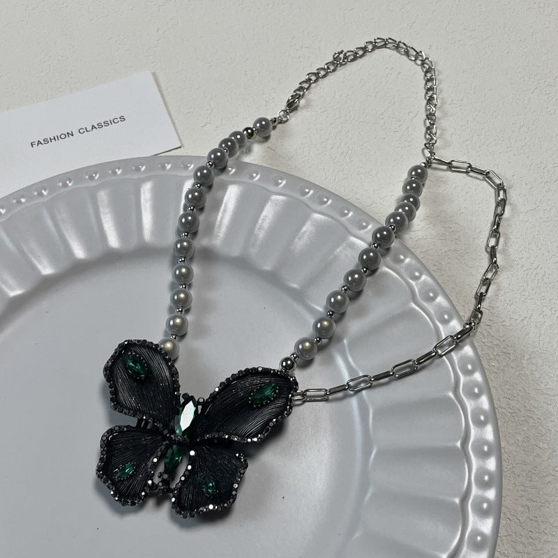 Women's Sweet Fashion Pearl Butterfly For Trendy Exquisite Niche Temperament Elegant Necklace