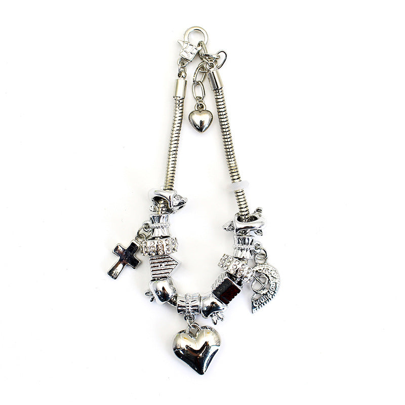Crystal Heart-shaped Glass Bead Temperament Trend Alloy Bracelet