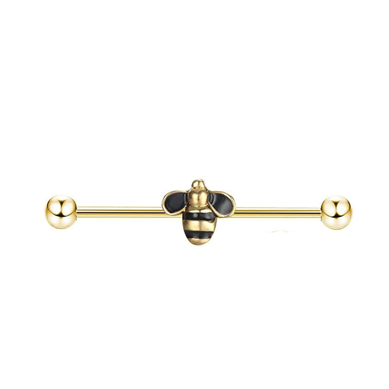 Industrial Barbell Ear External Thread Piercing Bridge Double Stud Earrings