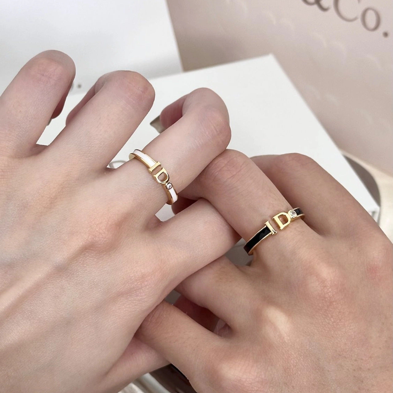 Couple Design High-grade Light Luxury Letters Opening Valentine's Day Commemorative Ring