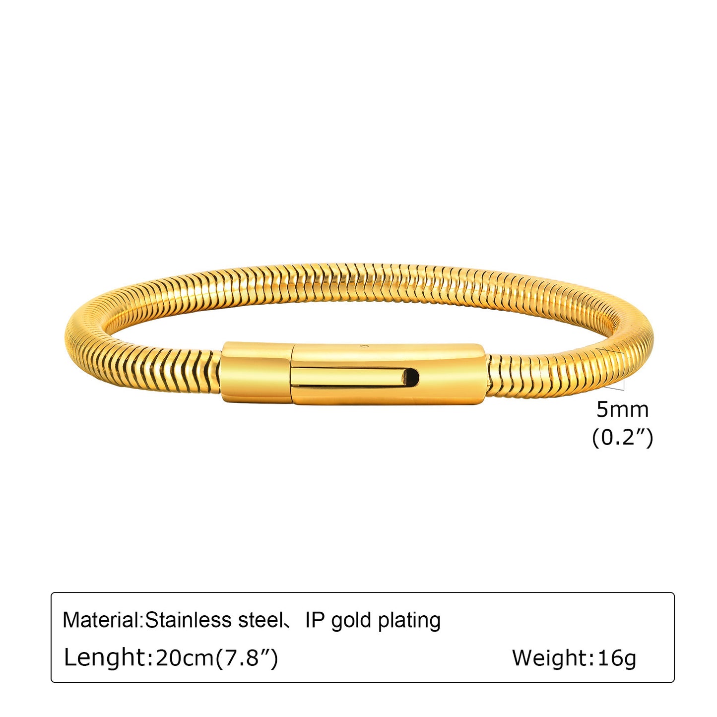 Men's Steel Snap Round Snake Chain Thick Bracelets