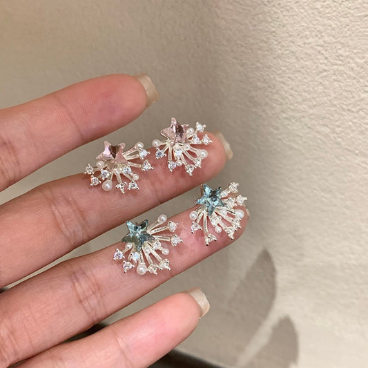 Sier Needle Exquisite Temperament Sparking Zirconium Earrings