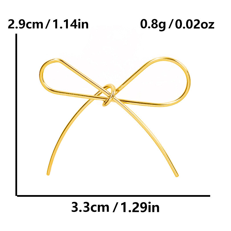 Stainless Steel Golden Bow Fashion Ornaments Pendants