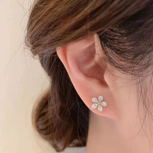 For Pearl Flower Inlaid Zircon Tassel Design Rings