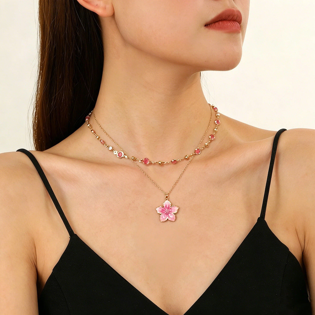 Women's Happy Pink Seedpod Light Luxury Clavicle Necklaces