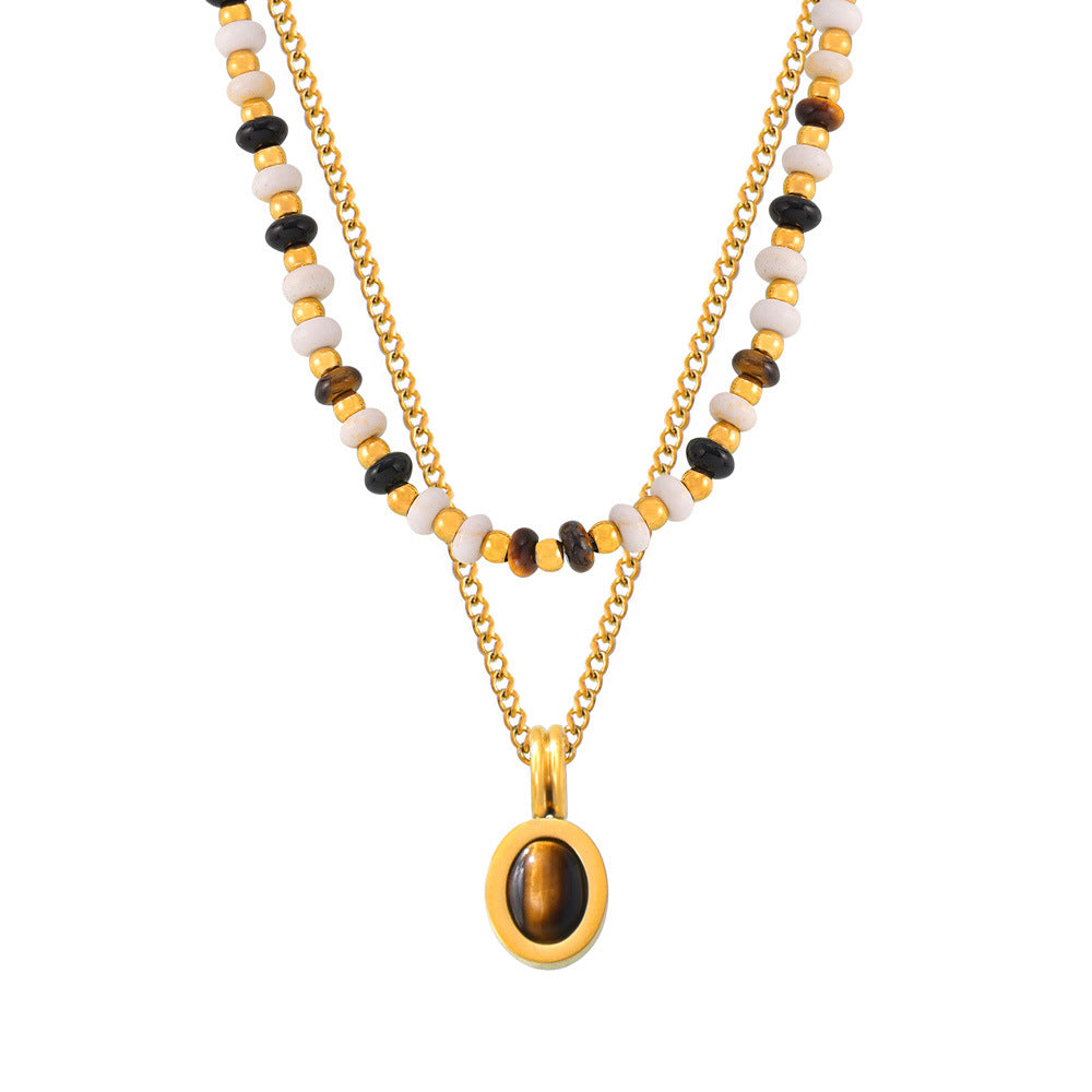 Women's Oval For Special Interest Light Luxury Retro Double Layer Twin Necklace