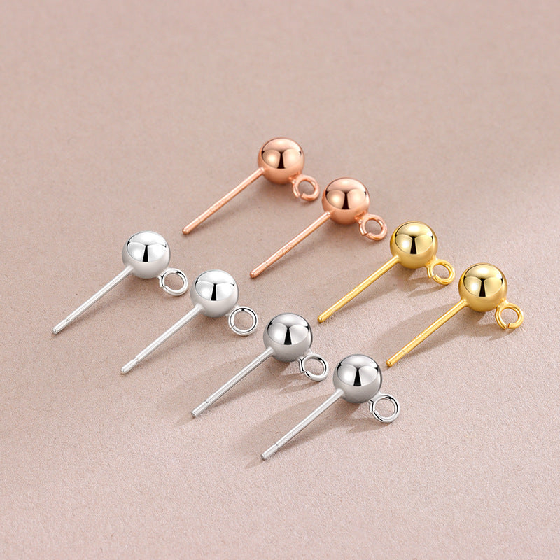 Women's Sterling Sier Plus Split Beanie Bead Gold Earrings
