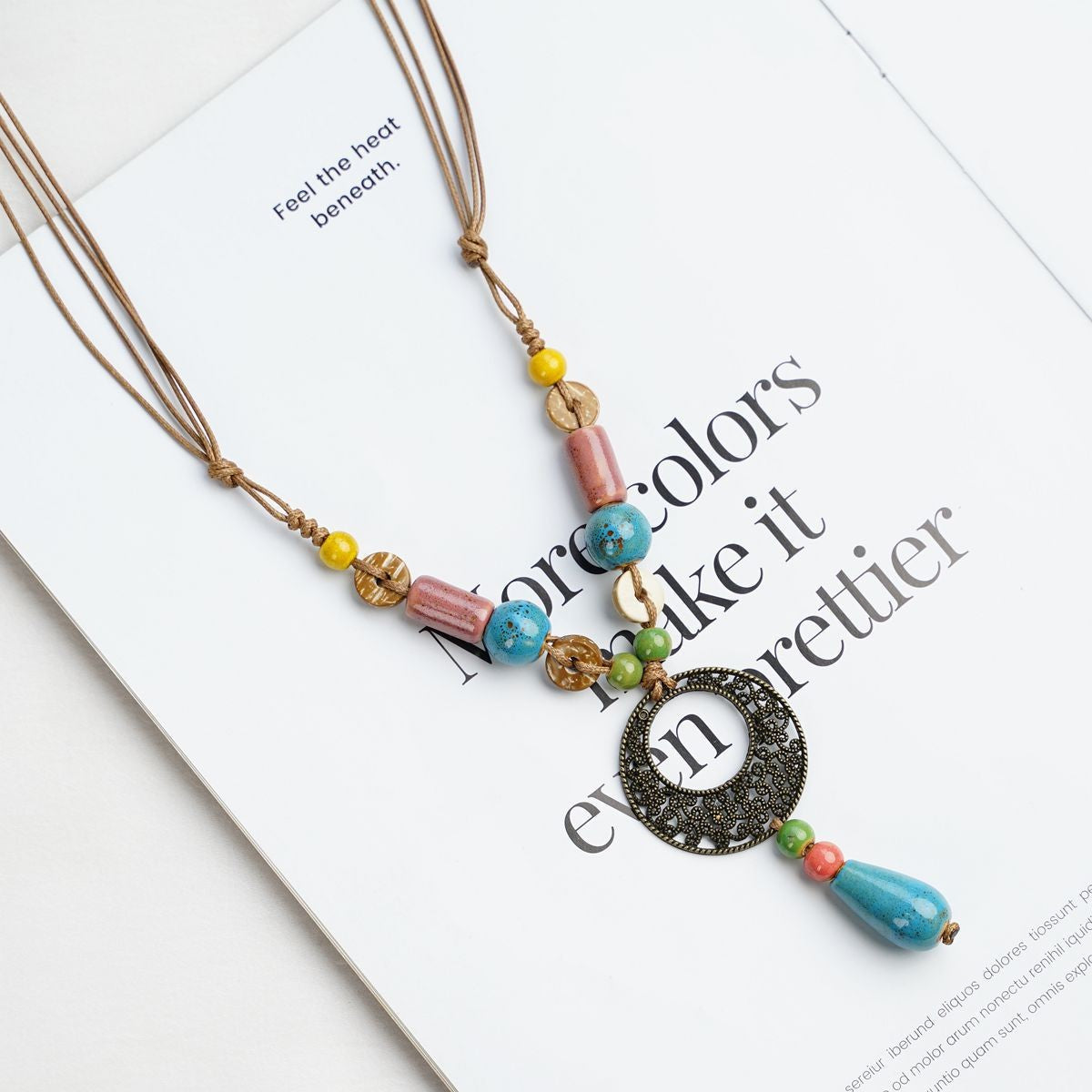 Style Personalized Trendy Ceramic Geometric Colorful Fish Long High-grade Necklace