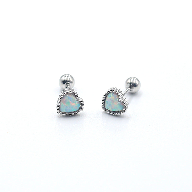 Trendy Fashion Sweet Milk White Color Opal Love Earrings