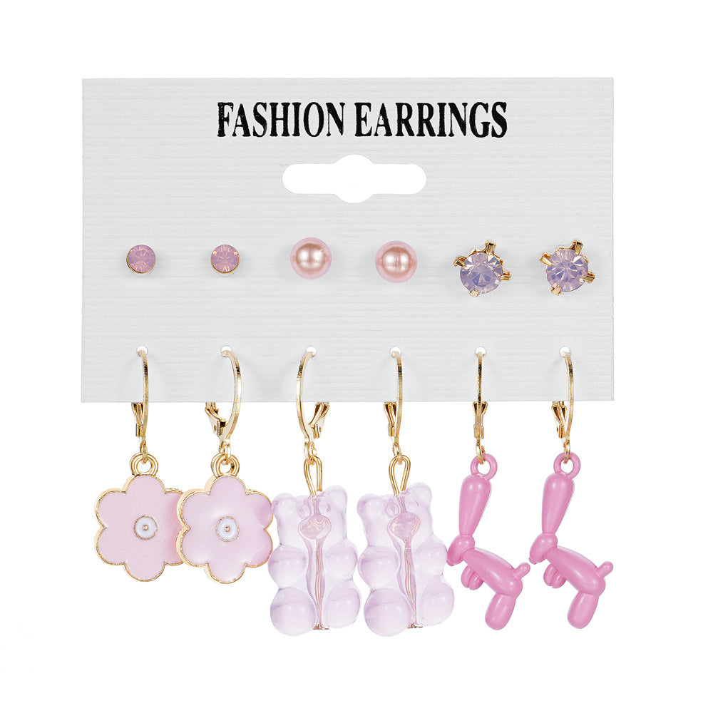 Acrylic Butterfly Cute Bear Ear Clip Earrings