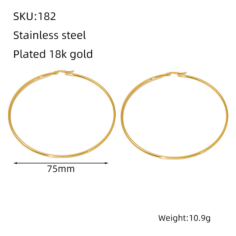Women's Stainless Steel Round Coil Buckle Plated Fashionable Simple Ear Line