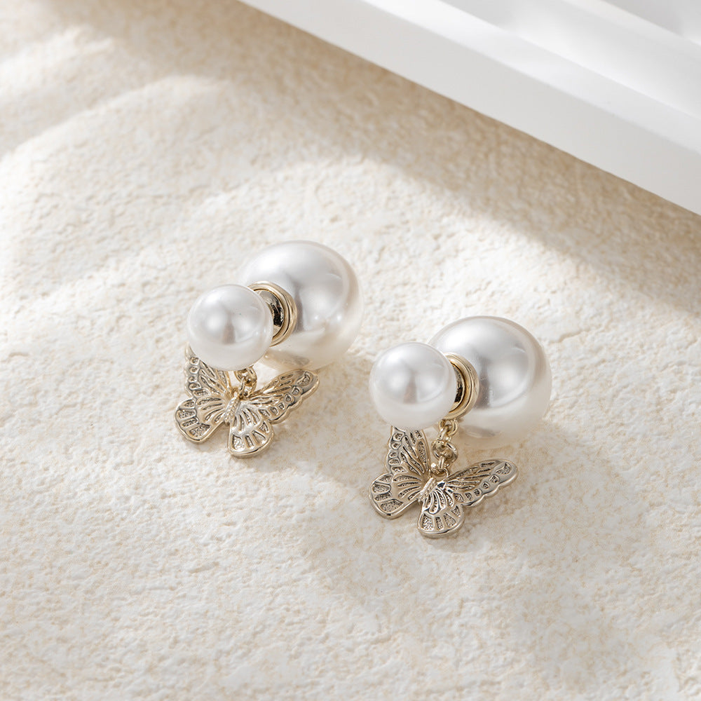 Pearl Butterfly Fashion Affordable Luxury Style Hollow Niche High-grade Stud Earrings