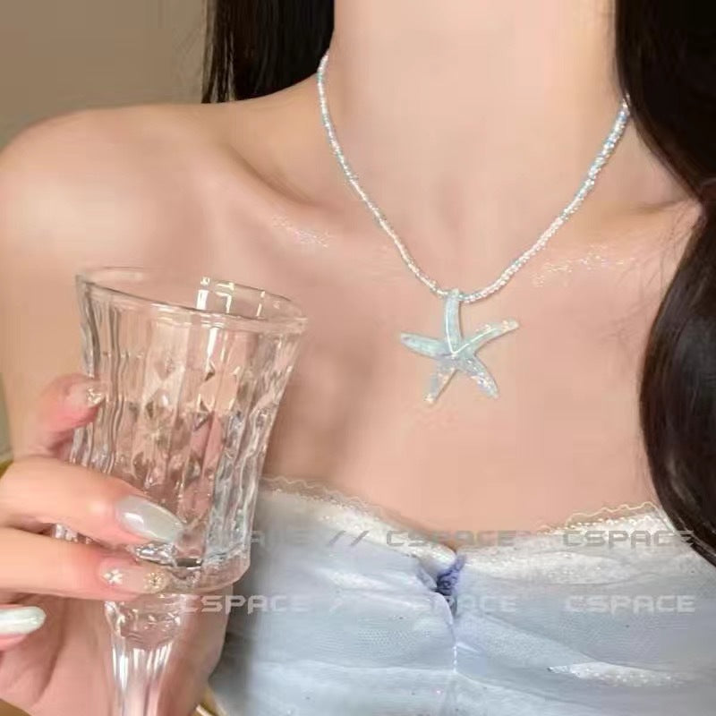 Style Shell Beaded Adjustable Design Hand-made Braided Rope Sweet Clavicle Necklace