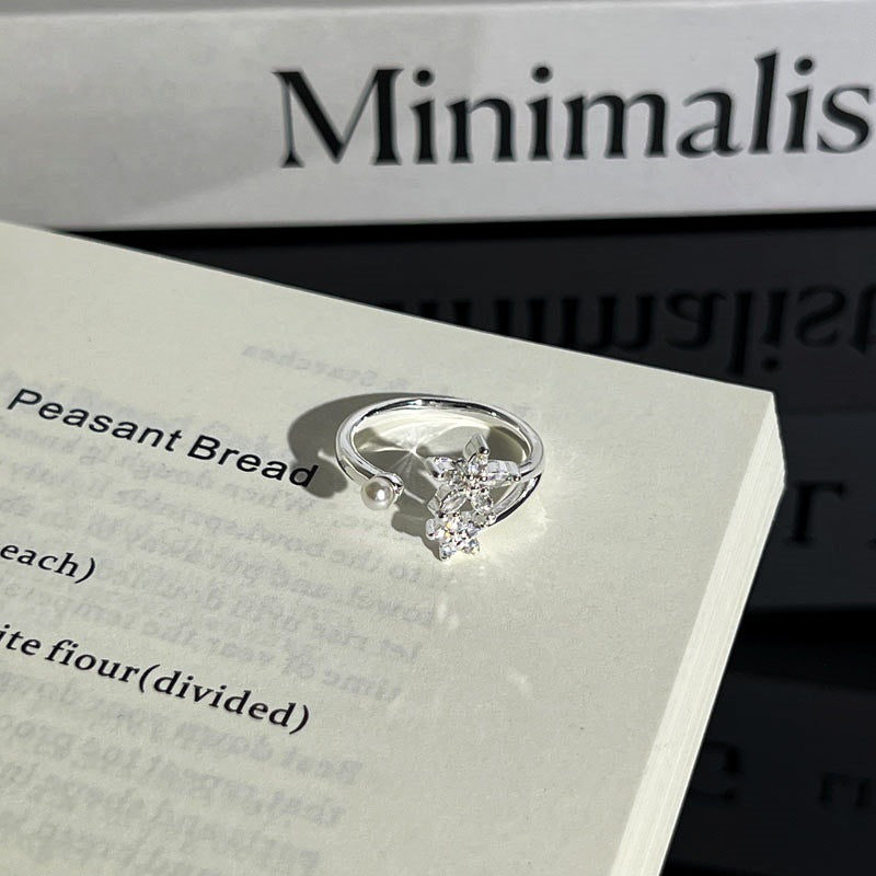 Light Luxury Sier Diamond Pieces Butterfly Mix Match Ring