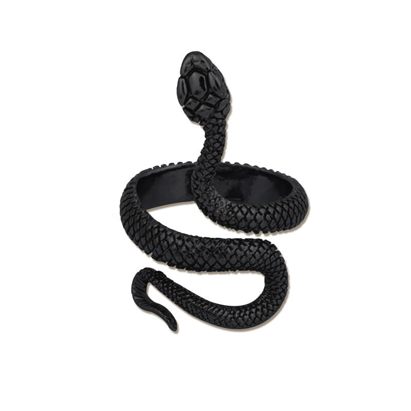 Sier-plated Paint Snake Unisex Retro Source Rings