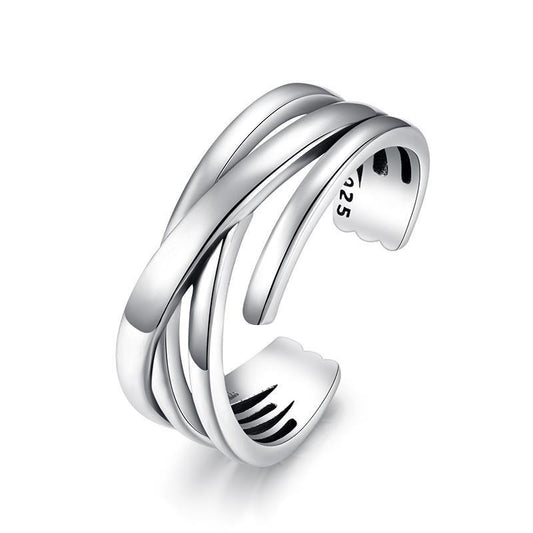 Men's Combination Stacked Single Trendy Open-end Personality Retro Rings