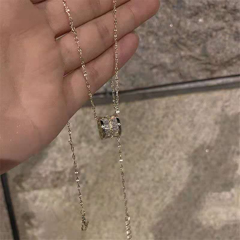 Women's Titanium Steel Refined Zircon Small Waist Necklace