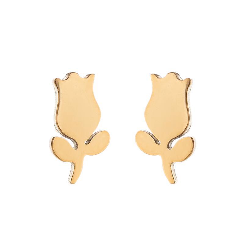 Lotus Ear Bone Hollow Origami Stainless Stud Earrings