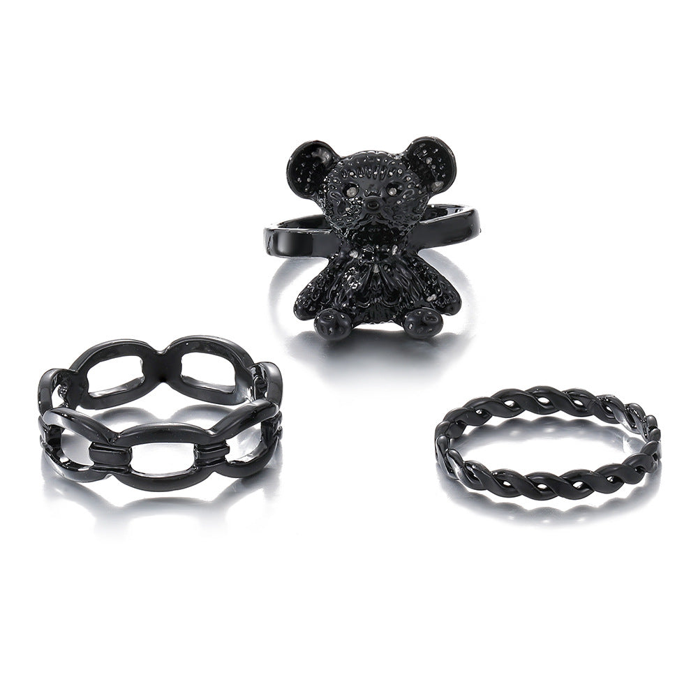 With Personality Creative Simple Twin Black Joint Snake-shaped Rings