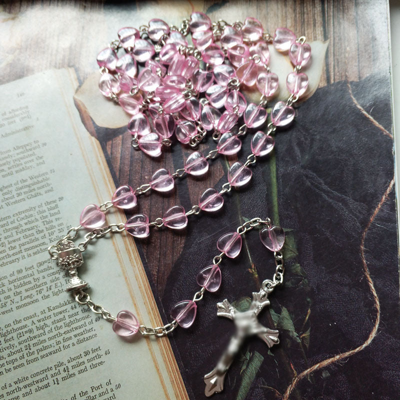 Rosary Acrylic Bead Ten Z Frame Necklace