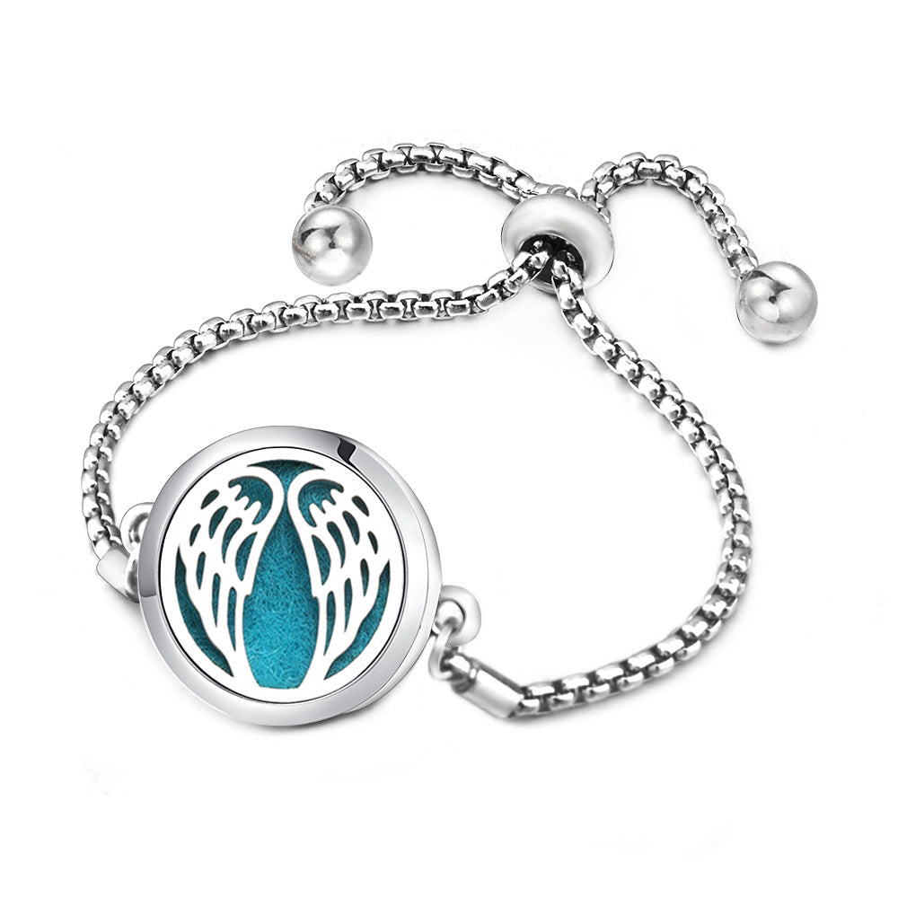 Angel Wings Mosquito Repellent Stainless Steel Essential Oil Perfume Box Bracelet