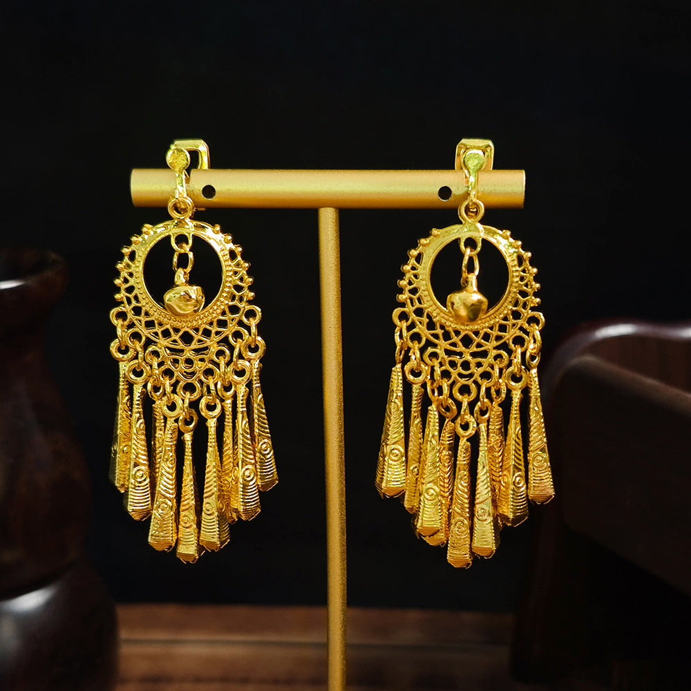 Long Water Drop Tassel Tourist Attractions Diamond Ears Earrings