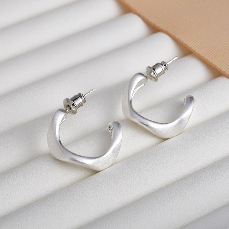 Geometric Shaped Irregular Twisted Brushed Personality Stud Earrings