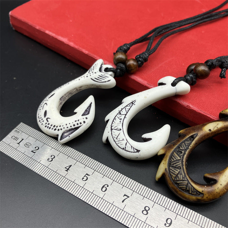 Accessories Vintage Resin Maori Fishhook Imitation Necklaces