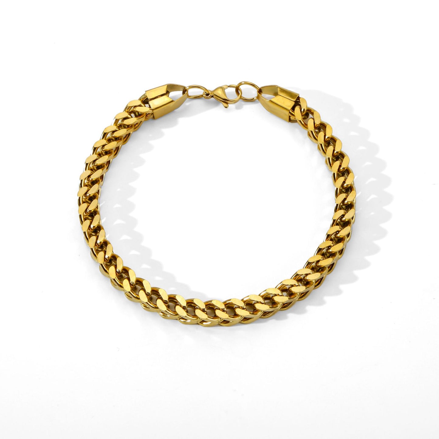 Fashion Thick Straps Titanium Steel Four-sided Geometric Positive Negative Bracelet