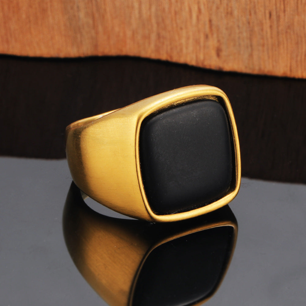 Men's Titanium Steel Retro Trendy Textured Natural Rings