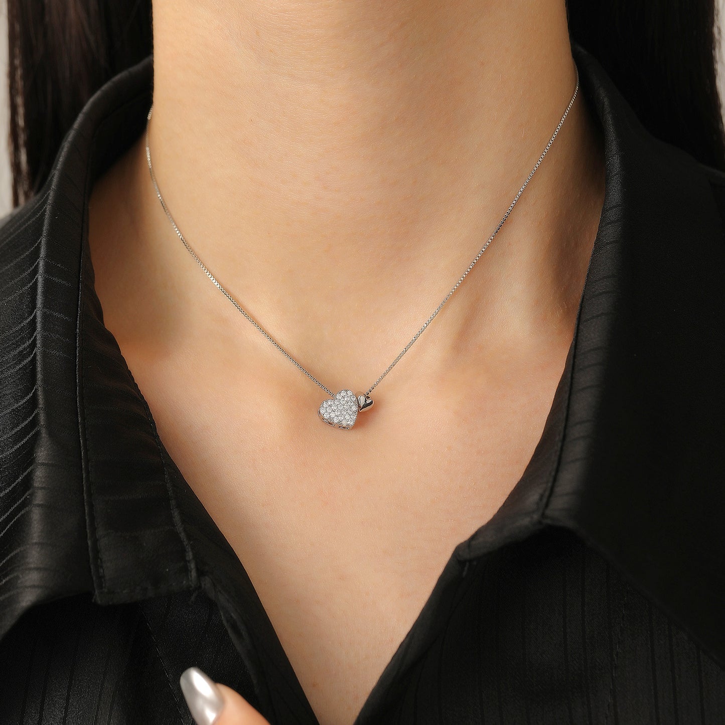 Loving Heart Female French Entry Lux Design Peach Clavicle Chain Necklaces