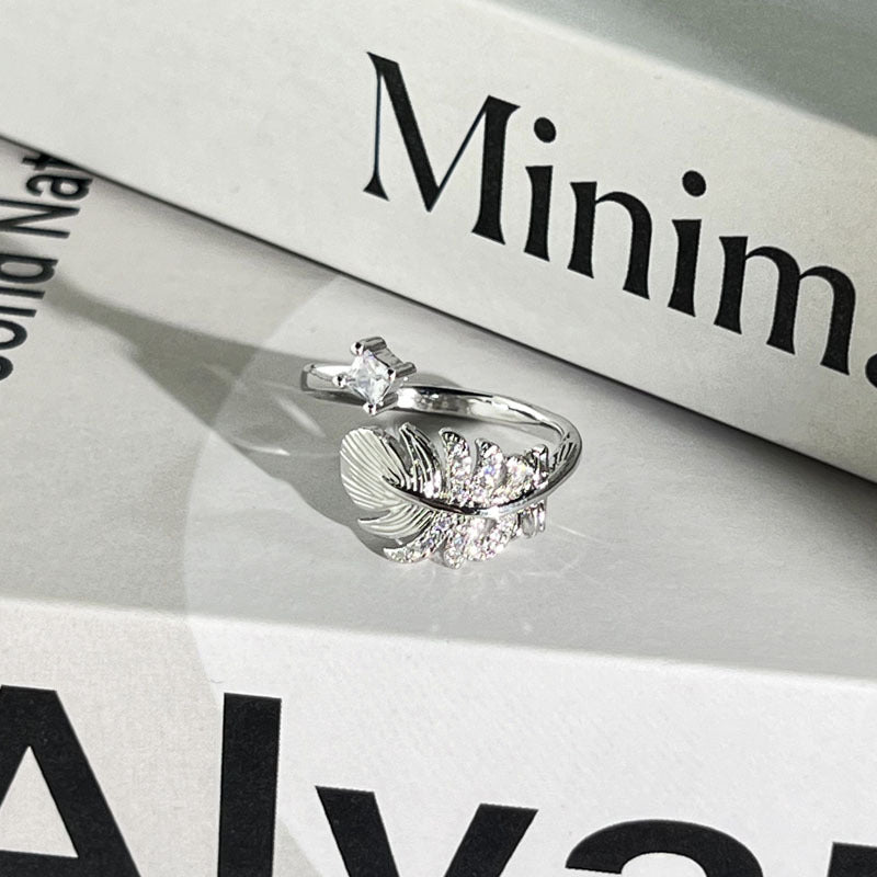 Diamond Flower Language Light Luxury Mix Match Personality Bow Tie Ring