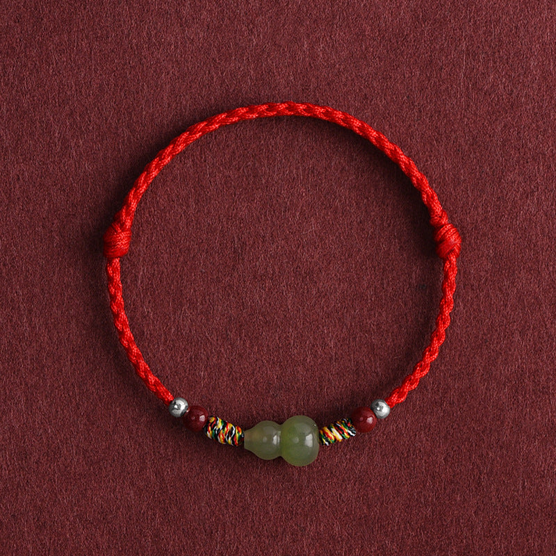 Women's & Men's Imitation Natural Jade Gourd Red Rope Original Bracelet