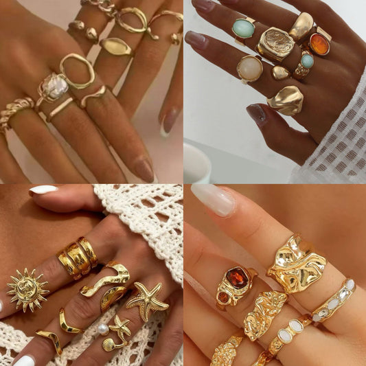 Hand Vintage Metal Geometry Irregular Diamond Ring