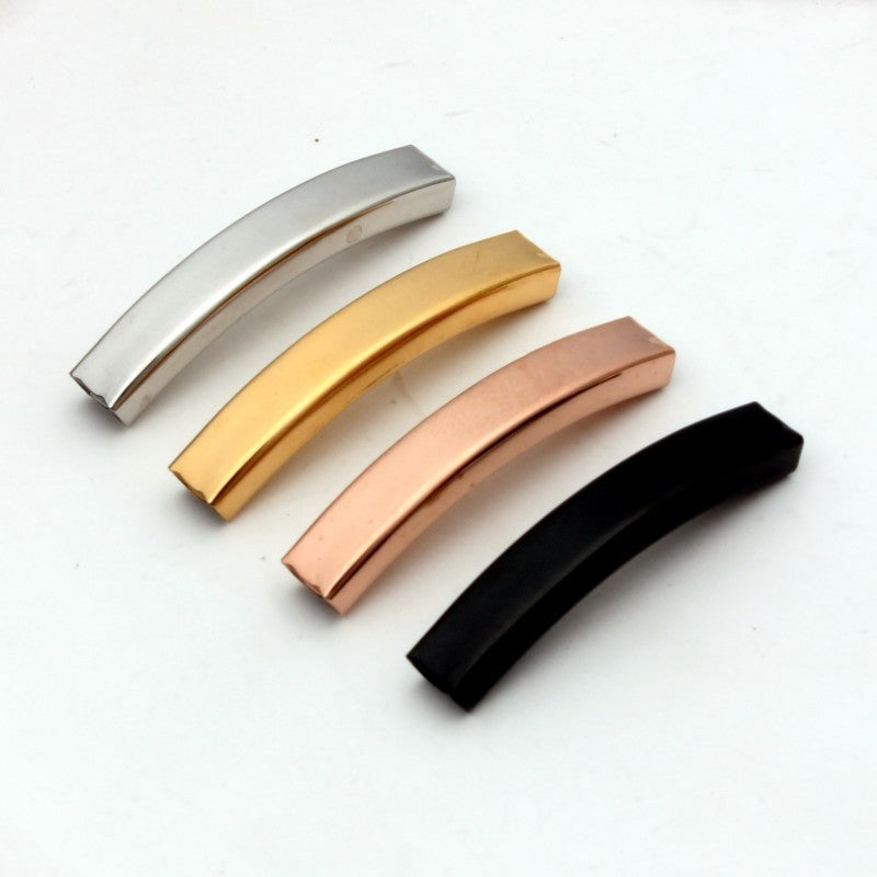 Steel Curved Elbow Leather Shell String Bracelets