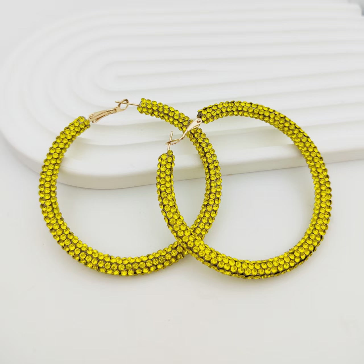 Splendid Diamond Shiny Big Circle Affordable Luxury Fashion Rhinestone Color Earrings