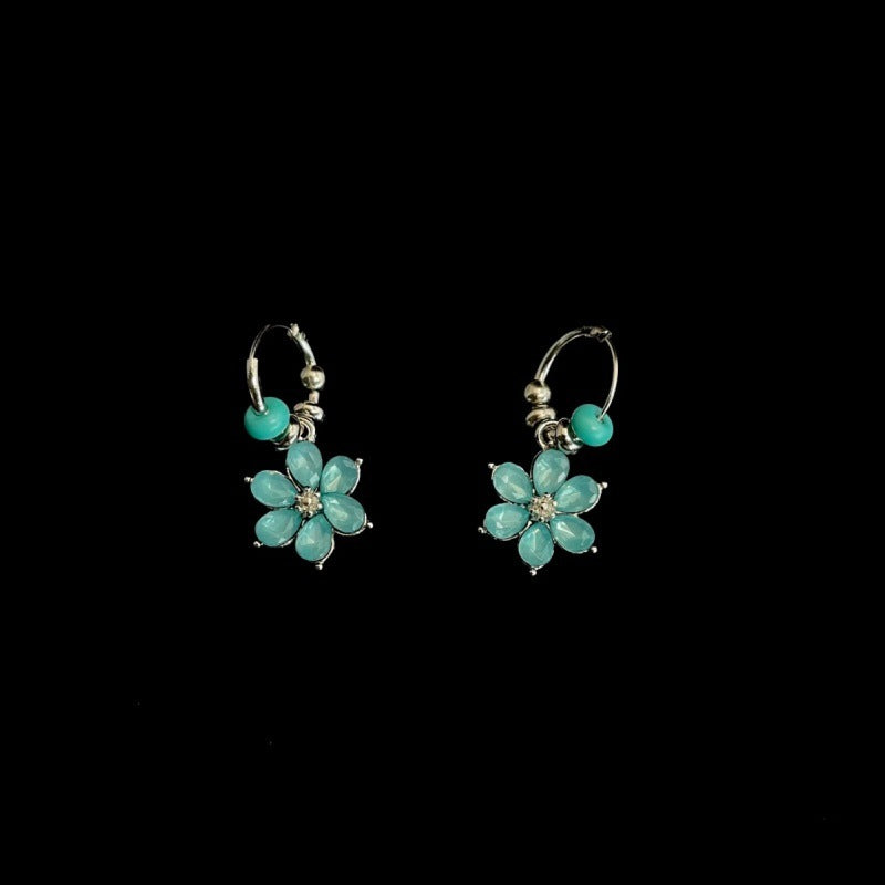 Vintage Pink Geometric Sweet Flowers Ear Stud Earrings