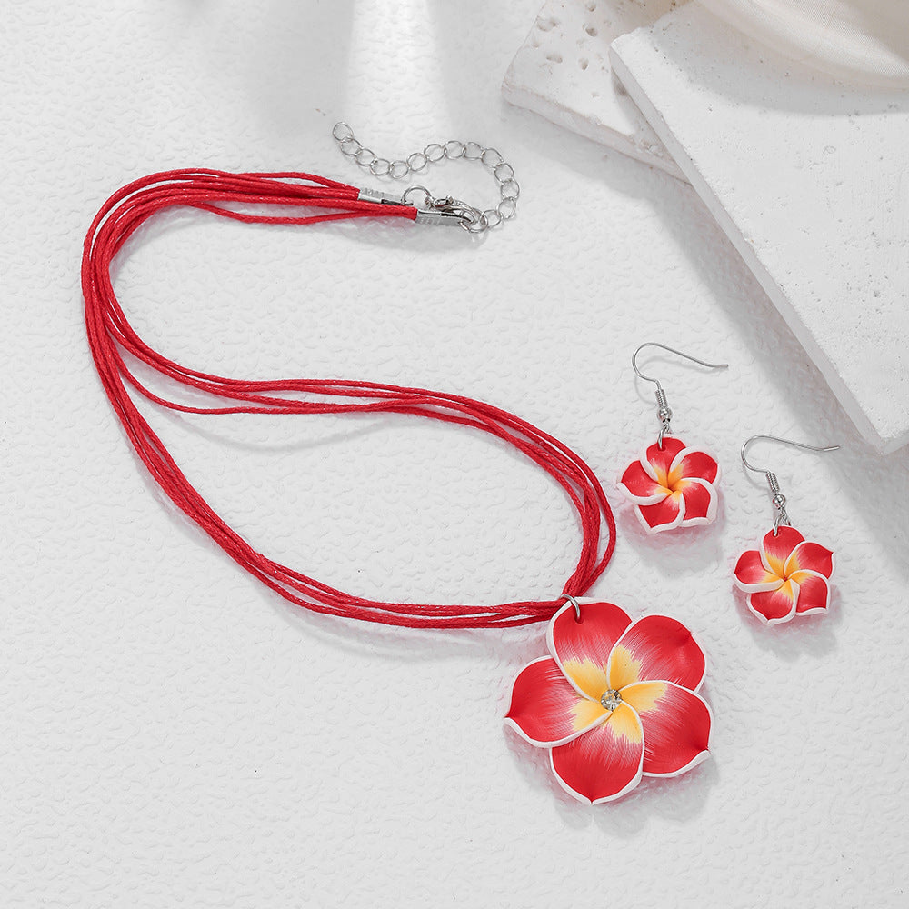 Fresh Rich Flowers Wax Rope Suite Polymer Necklace