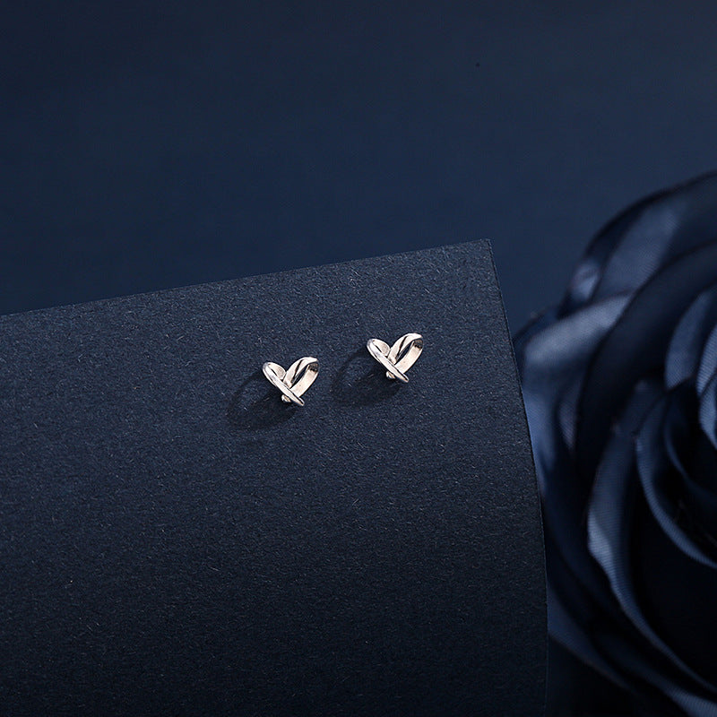 Sterling Sier Loving Heart Niche Design Ear Bone Simple Earrings