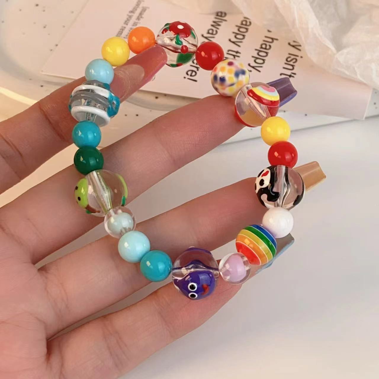 Summer Dopamine Green Apple Paradise Design Beaded Cute Good-looking Sweet Bracelet