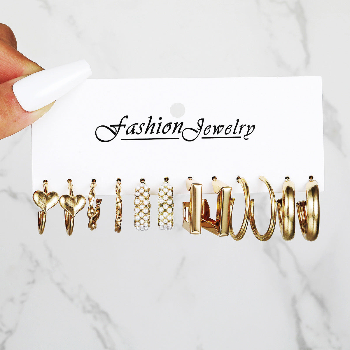 Ear Square Geometric Vintage Pearl Hepburn Style Earrings