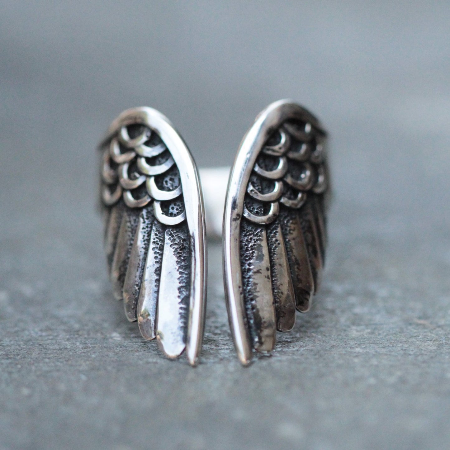Angel Wings Vintage Thai Sier Black Rings