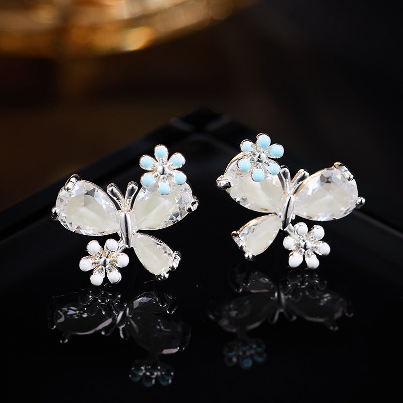Women's Optional Zircon Small Flower Color Retention Electroplating Earrings