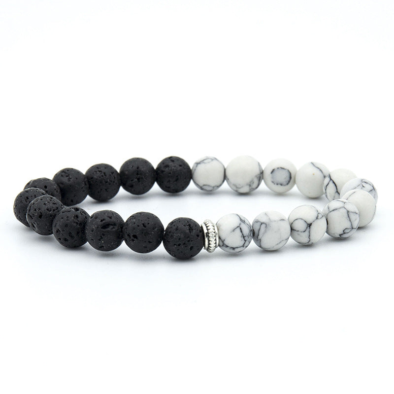 Handmade Beaded High Elasticity Black White Bracelets