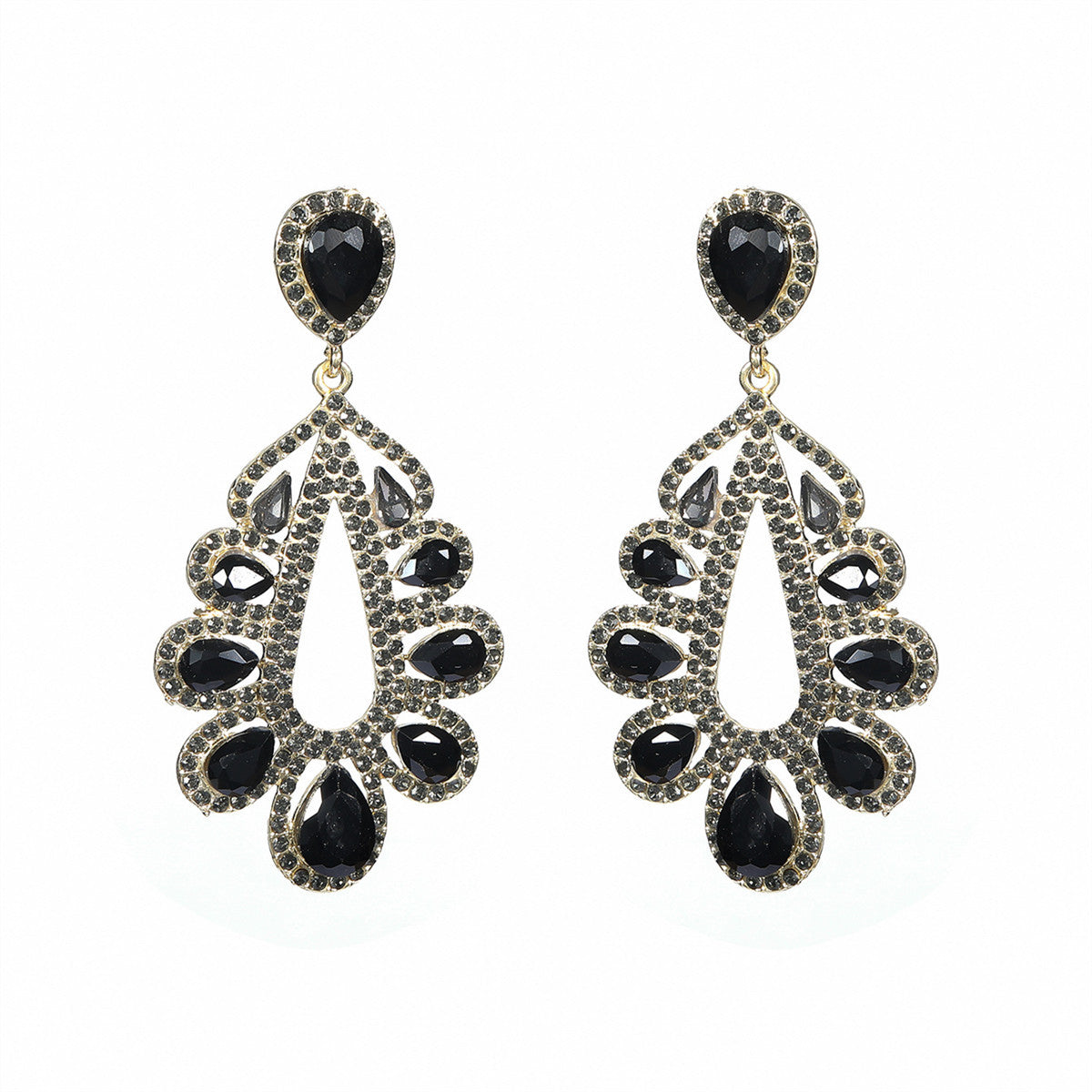 Glass Rhinestone Long Water Drop Female Earrings