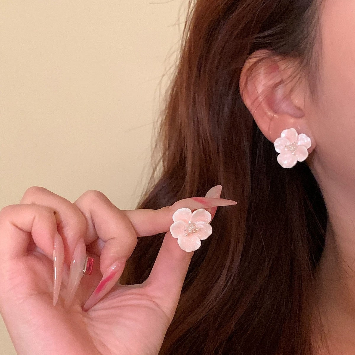 Women's Super Fairy Pink Camellia Flower Pearl Light Luxury High-grade Rings